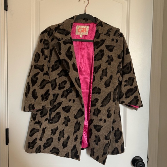 Stylish Leopard Print Woman’s 3/4 Sleeve Hot Neon Link Outerwear Coat - Picture 9 of 9